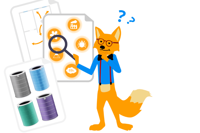 4 цилиндрических фильтра разного цвета для моделей Xiaomi Mi Air Purifier стоят рядом друг с другом, и эксперт Smart Home Fox рассматривает их по различным критериям.